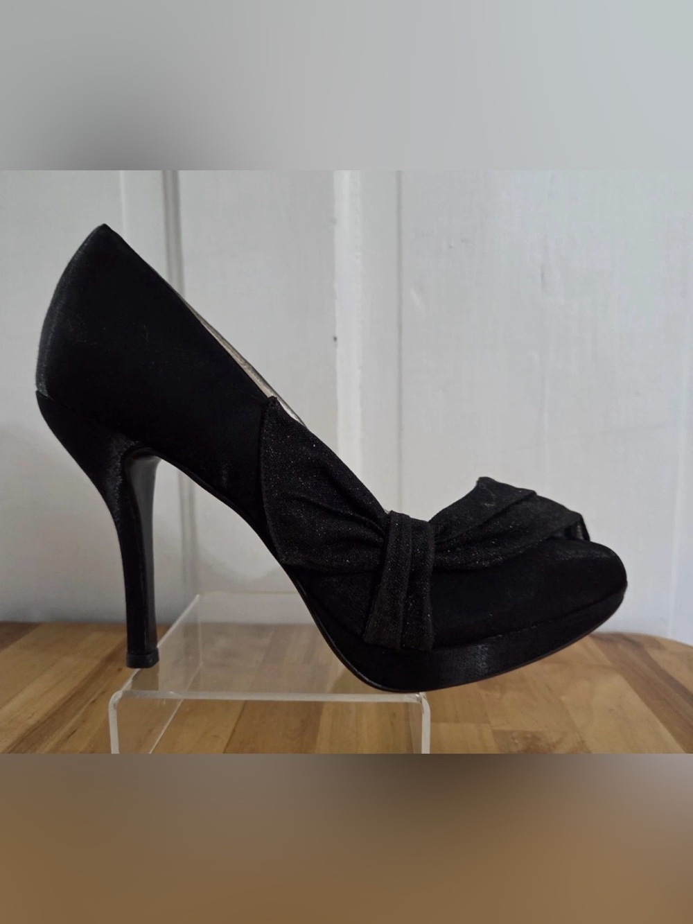 Women's Black Bow Platform Stiletto Heel Pump